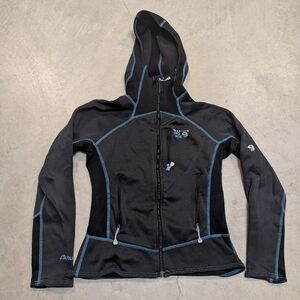 Mountain Hardwear Solidus Fleece Jacket Women's XS Black Gray Blue Full Zip Hood